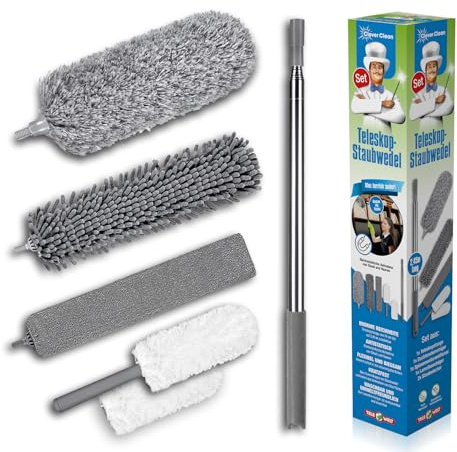 Clever Clean Teleskop Staubwedel [5er Set] Staubwischer - ausziehbar - Teleskopstaubwedel - Staubentferner - Duster