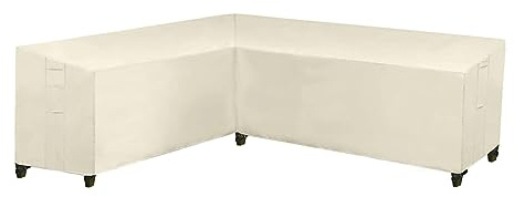 DEZYPZAM Garten Gartenmöbel Abdeckung L-Form, Gartenmöbel Abdeckung Wasserdicht, Cocktailsessel Rattan Sofa Abdeckung Schutzhülle (286x222x78cm,Weiß)