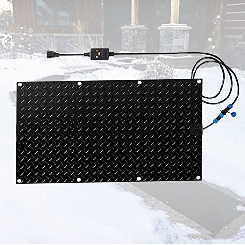 Samnuerly Schneeschmelzende Gehwegmatte, Schneeeisschmelzende Matte, rutschfeste Gummi-Heizmattenverbindung mit Netzkabel, beheizte Einfahrtsunterlage, 30 * 48 Zoll (76,2 * 121,9 cm)