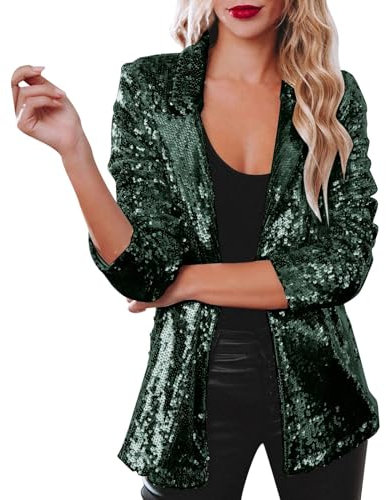 Pailletten Blazer Damen mit Glitzer Glänzend Jacke Langarm Bomberjacke Slim Fit Cardigan Kurz Sakko Einfarbig Blazermantel Tops Teenager Mädchen Streetwear Glitzer Party Jacke Outfits Clubwear