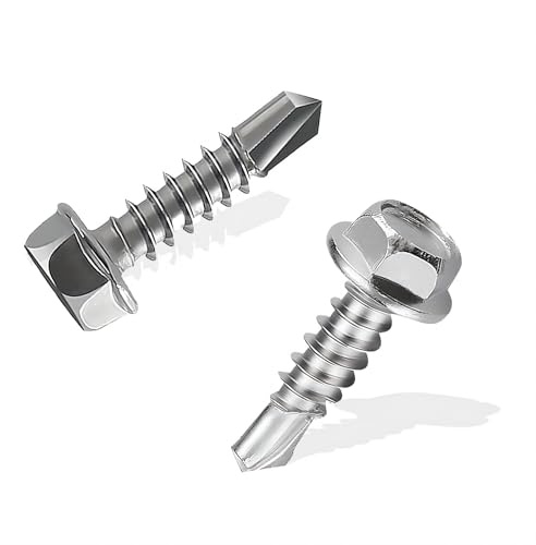 300 Pcs 410 Acero Inoxidable Tornillos Autotaladrantes Cabeza Hexagonal M4.2x16mm Tornillos Autoperforantes Hexagonales Tornillos Roscachapas Autorroscantes para Madera Techo Chapa Metal