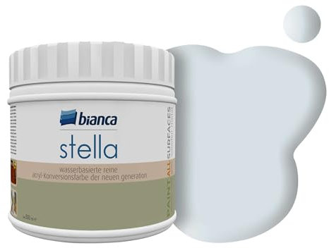 Bianca Stella Vernice per mobili premium senza carteggiatura per cucina e bagno, Grigio ghiaccio, Lucido, 500ml, a base acquosa, vernice acrilica per tutte le superfici, legno, piastrelle, metallo