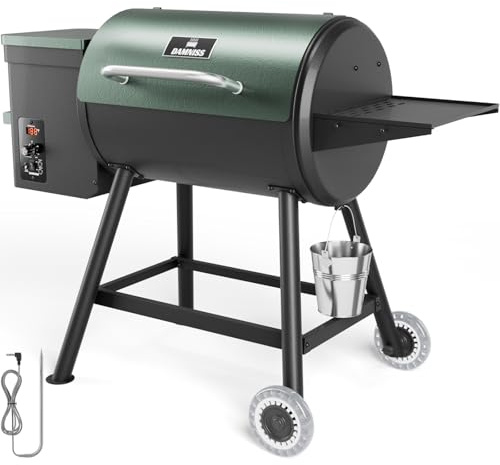 DAMNISS Grills HWPG-305C Elektrischer Holzpellet-Räuchergrill, 0.92 m² Kochbereich, Pelletgrill mit automatischer Zufuhr und PID-Temperaturregelung (82-230 °C), 8-in-1 BBQ Grill & Fleischsonde für