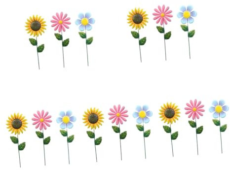 Sosoport 15stücke Teiliges -gartensteckern Sonnenblumenform Für Frühlingsdekoration Im Freien Langlebiges Für Garten Und Patio