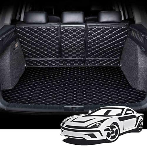 JUZELY Auto Leder Kofferraummatten für Audi Q7 5seater 2016-2019, Antirutsch Widerstandsfähig Leicht zu Waschen Kratzfest Kofferraumwanne Schutzmatte, Innenraum ZubehöR,A-Black