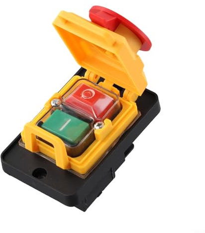 HpLive Magnetischer Druckschalter KJD12, 4-Pin 16A 250V Wasserdichter Notausschalter Druckknopfschalter für Drehmaschinen Industrielle Elektrowerkzeuge
