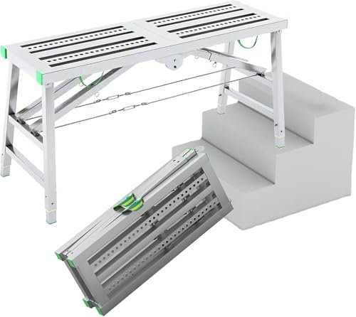 WaiDXn Piattaforma di Lavoro con Piattaforma di ponteggio Pieghevole Multiuso, Altezza Regolabile.(140x40cm)