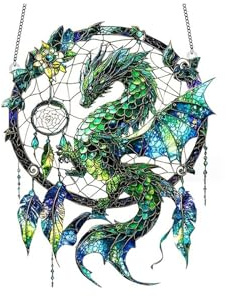 2D Flat Acrylic Garden Suncatchers Window Hanging Decorative Frieze for Home Outdoor Unique Handmade Art (Green, 20x16x0.3cm)