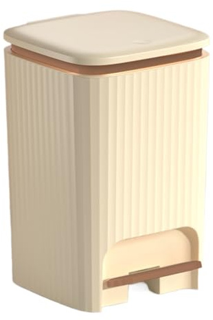 Yumneo Kitchen Trash Can with Lid,Garbage Bin with Press Top & Foot Pedal - 15L Odor Proof Quiet Basket for Bathroom Restroom Rv Laundry Bedroom Offices Dorm
