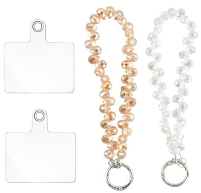 Culinavog Cordini per Cellulare con Perline di Cristallo, Collana Universale per Cellulare Corta, Beads per Portachiavi, Catena per cellulare Anti-Smarrimento Ciondolo Accessorio di Moda per Telefoni