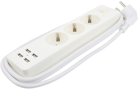 VERDANVERSE Multipresa Elettrica USB con Prese di Sicurezza Ciabatta da Muro in PP Ignifugo Multipresa Salvaspazio per Casa e Ufficio Ricarica Smartphone e Dispositivi USB