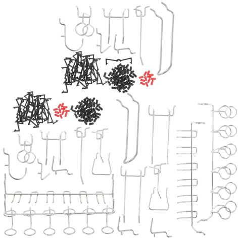 PRETYZOOM 2 Juegos Ganchos de Metal para Paneles Perforados con Tapones de Ganchos para Estantes para Colgar Herramientas Accesorios para Organizadores de Pegboard Tiendas Garaje y Oficina