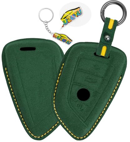 WUZUTU Smart Autoschlüssel Hülle Cover Kompatibel mit BMW 1 2 3 4er X1 X2 X3 X4 X5 X6 F15 F16 F86 Keyless Go Schutz Schlüsselmäppchen Schlüsselcover Schlüsselloser Zugang B-Dunkelgrün