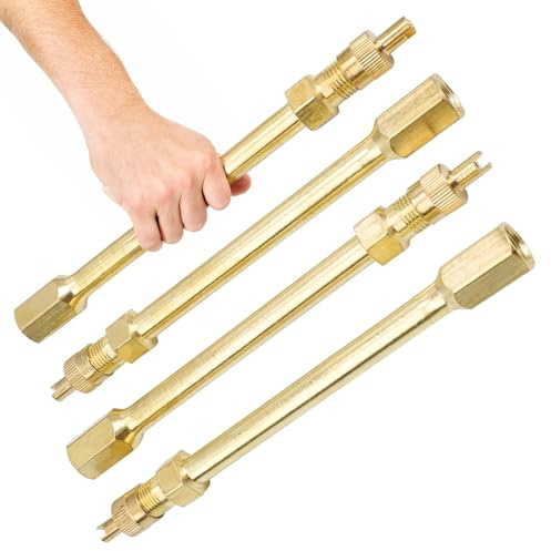 CHSEROK 4 Pezzi Prolunga Valvola Pneumatici, 10 cm Prolungamento della Valvola, Ottone Brass Tubo Prolunghe Valvole, per Moto, Bici, Auto, Monopattino Elettrico