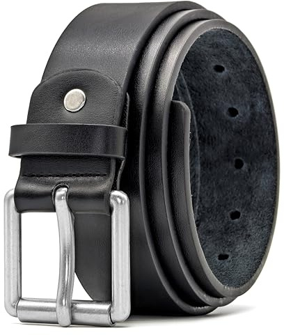 Ossi Herr 38 mm, Smart Casual-jeans, svart bälte, storlek 71–152 cm (28 tum–60 tum) (S–5XL), Svart