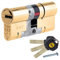 YALE YS3-3535B Cilindro Doble de 3 Estrellas, antirrobo, Alta Seguridad, (70 mm), Acabado en latón, 35:35 (70mm)