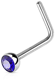 Paula & Fritz® L-Form Nasen-Piercing Nasenpiercing-s Nose für Nasenfluegel als Nasenschmuck Nasenstecker Nostril Edelstahl Chirurgenstahl 316L Zirkoniaspitze