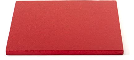 DECORA 0931854 Base para Dulces Cuadrado Rojo 30X30X1,2H