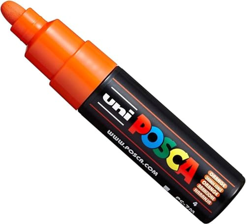 Uni Posca PC-7M, Marker, Kunststift – großes Kugelspitze 4,5–5,5 mm – 15 Farben Orange