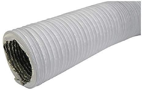 Tubo flessibile flessibile in alluminio/PVC, Ø 100 mm, colore: bianco, lunghezza 1 m, con isolamento in alluminio, per asciugatrici, condizionatori d'aria, cappa aspirante