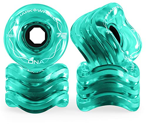 Shark Wheel 72 mm 78a Longboard Cruising Wheels, DNA-Formel, Set mit 4 Rollen (Transparenter Smaragd, 72 mm)