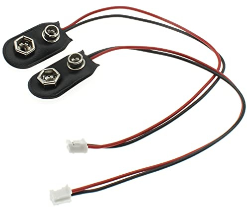 LBTODH 9V Battery Clip Connector 2PCS I-Type 9 Volt Battery Clip 9V Battery Snap to 2-Pin PH2.0 Connector Flexible Buckle Plastic Housing (15CM)