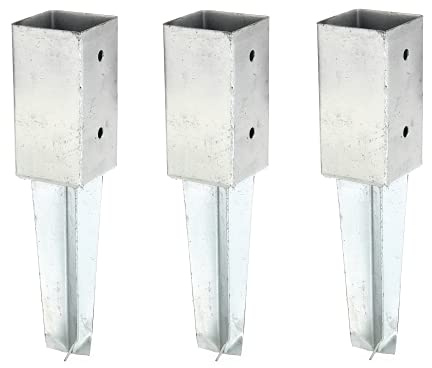 Alberts 212612 Bodenhülse | für Vierkantholzpfosten, zum Einschlagen | feuerverzinkt | 71 x 71 mm | 3er Set