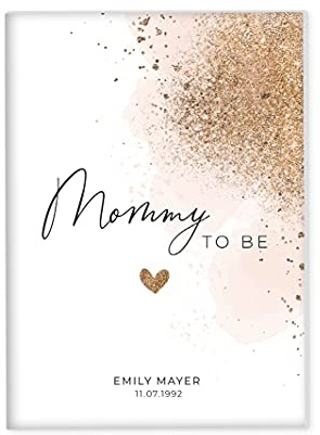 Joli Coon Mommy to be Mutterpasshülle rosa personalisiert | Passgenaue Kunststoffhülle, Dokumentenfach für Karten und Ultraschallbilder, Name und optionales Geburtsdatum