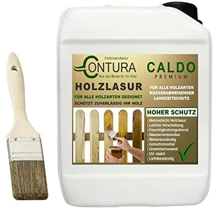 Holzlasur Dickschichtlasur 2,5 Liter Set mit Pinsel 2in1 Dauerschutzlasur Holzschutz Lasur (06 Eiche)