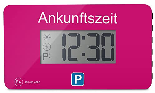 Parkwächter V1 automatische Parkscheibe gemäß der Straßenverkehrsordnung, Digitale Parkscheibe für das Auto, elektronische Parkuhr, pink, 105 x 60 x 13 mm