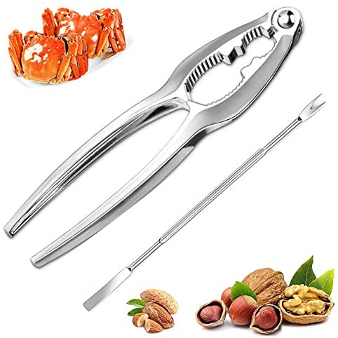 HELOVGE Schiaccianoci in acciaio inox, per noci o crostacei, schiaccianoci multifunzionale, adatto per nutcracker, noci o crostacei, schiaccianocciole, noci del Brasile