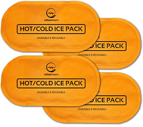 AllSett Health Reusable Hot and Cold Gel Ice Packs for Injuries | Cold Compress, Ice Pack, Gel Ice Packs, Cold Pack, ice Pack, Cold Packs for Injuries, 10.5 in Long x 5 in Wide, | 4 Pack Orange