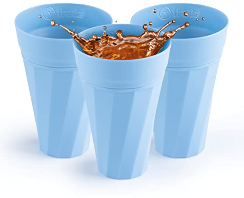 frats selbstkühlende Mehrwegbecher 3er Set blau (je 300ml) | Der Partybecher mit Kühlsystem - Kühlen ohne Eiswürfel, wiederverwendbar, stabil und belastbar | Für jede Party geeignet