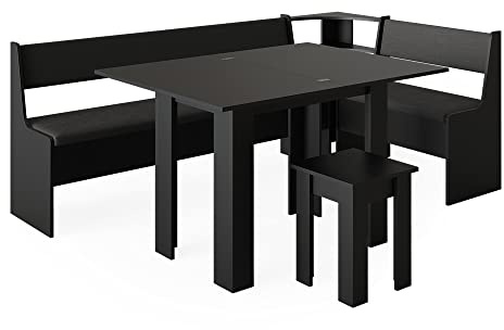 Vicco Eckbankgruppe Roman, Schwarz, 210 x 120 cm