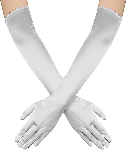 NQEUEPN Lange Damenhandschuhe, 52cm Lange Ellbogen Satinhandschuhe Opernhandschuhe Dehnbare 1920er Handschuhe Handpflege Feuchtigkeitshandschuhe für Frauen Mädchen Abendparty Tanz