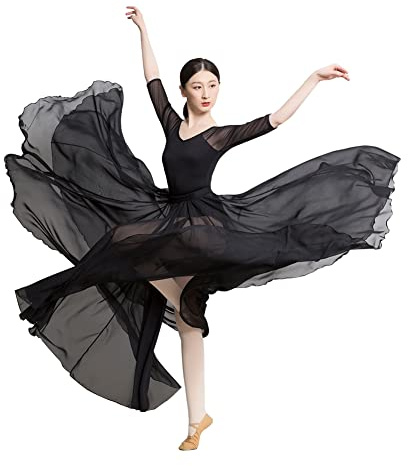ROYAL SMEELA Ropa Danza contemporanea Adulto Mujer Vestido Baile Moderno Adulto Vestidos Danza contemporanea Vestido de Danza lírica Vestido de Danza Ballet Mujer Maillot Ballet+Falda de 720 Grados