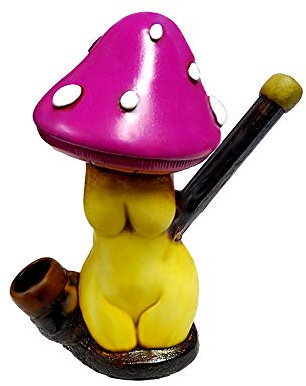Sexy Body Mushroom Figurine - Handmade Pink Erotic Art Nature Trippy Natural Coconut Bowl Gifts for Smokers