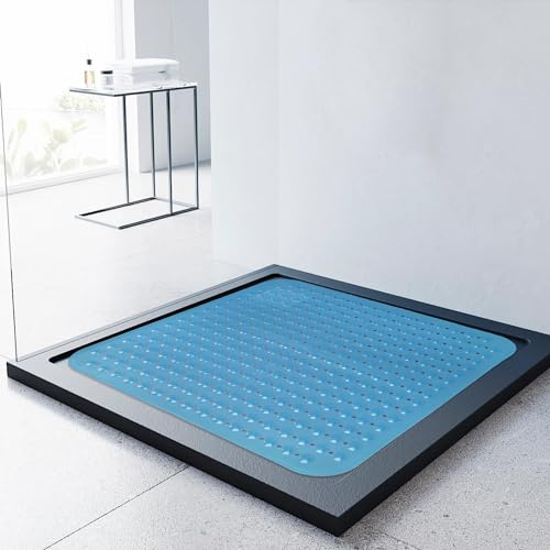 Lurowo Duschmatte rutschfest 80x80cm Duscheinlage, Antirutschmatte mit Saugnäpfe für Dusche oder Badewanne, große Quadratische Duschwanneneinlage (80 x 80 cm, Blau)