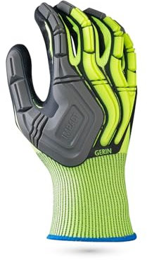 Gerin Gants De Sécurité Protection Coupure | Protège Contre Les Risques Mécaniques | Démolition & Travaux Lourds | Protection Supérieure Contre Les Chocs | Tactile | Jaune/Noir | A L'Unité