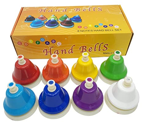 8 Noten Handglocke Kinder Spielzeug Musik Regenbogen Percussion Instrument Set Anfänger Lernspielzeug (groß)