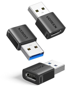 UGREEN Adaptador USB a Tipo C 3 Pack 10Gbps Convertidor Machoa a Hembra 3.2 Compatible con iPhone 16/15/14 Plus Pro MAX CarPlay MacBook iPad Galaxy