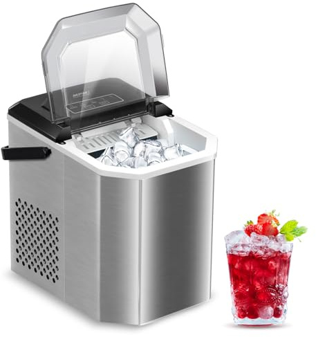 Machine à glaçons MPM – Portable en Acier Inoxydable avec Capacité de 12 kg – 2 Tailles de Glaçons au Choix – Fonction d’auto-nettoyage – Sans Raccordement à L’eau