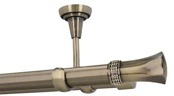HDTL Gardinenstange Vorhangstange 25/19mm 2-läufig Deckenmontage Messing Antik 160 cm Echo