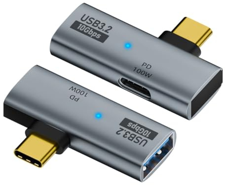 LYEAA Adaptateur 2-en-1 USB C vers USB 3.2 avec Type C 100W PD Adaptateur USB OTG Type C à Charge Rapide 10Gbps Transfert de Données Convertisseur de Charge Rapide pour Téléphone Tablette