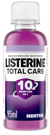 Listerine | Bain de Bouche Quotidien Total Care (bouteille de 95 ml) – Soin bucco-dentaire protection émail 10 bénéfices en 1 – Bain de bouche pour une haleine fraîche durable