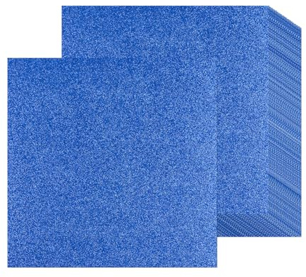 Lot de 12 feuilles de papier cartonné bleu à paillettes 30 x 30 cm, papier cartonné épais à paillettes 250 g/m² pour scrapbooking, projet artistique, cartes de vœux, mariage, décoration de fête