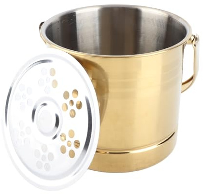 Secchiello per il ghiaccio, Secchiello per champagne da 1 litro Secchiello per vino Secchiello per bevande in acciaio inossidabile addensato con piastra filtrante (Oro)