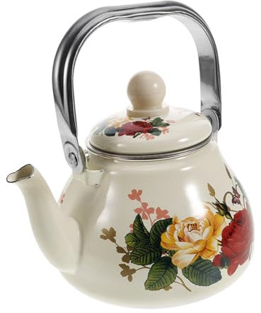 GOOHOCHY Enamel Tea Kettle 1l with Stainless Steel Infuser Vintage Stovetop Water Pot Chinese Kungfu Teapot for Home and Kitchen Tea Brewing