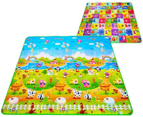Nudorpn Tappeto Gioco Bambini, 200x180 cm Tappetino da gioco in schiuma, tappeto da gioco morbido per bambini piccoli, grande tappeto imbottito