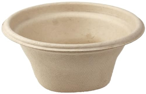 Greenuso Monouso | 100 Cuencos de Caña de Azúcar, 250ml, Ø13cm, Color Natural, Bols Desechables, Reuniones, Eventos, Catering, Vajilla ecológica